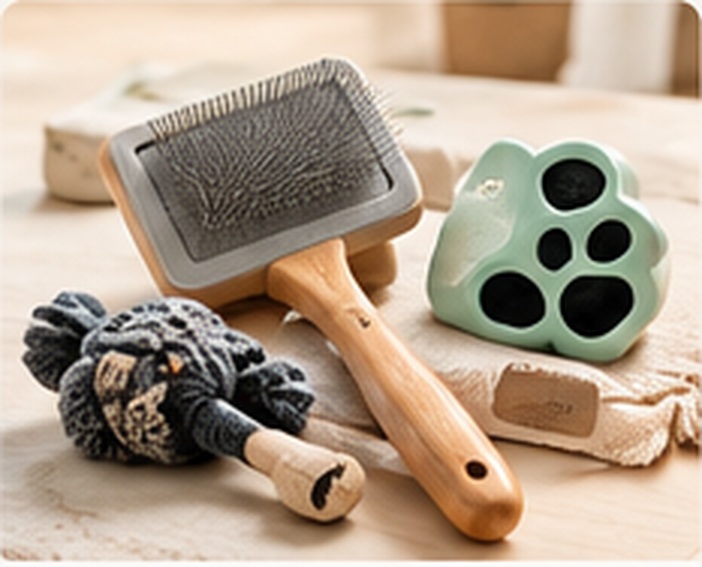 Pet grooming brush and care accessories